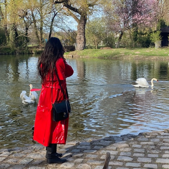 Vivetta Lacquer Red vinyl trench coat patent oversized latex rain trapeze Nerly - Picture 14 of 17